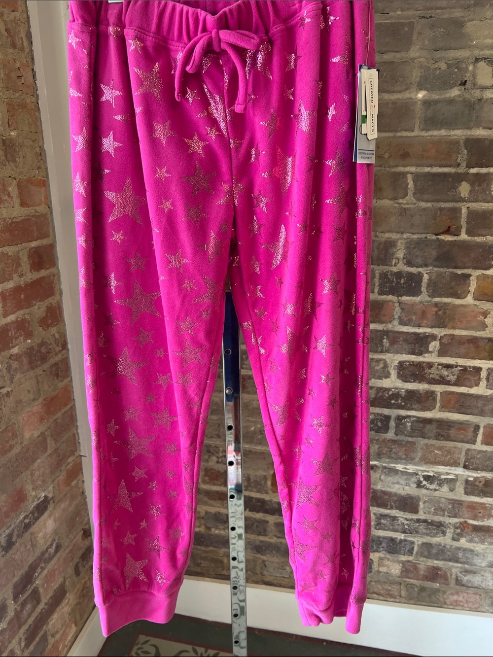Girls' Hot Pink Star-Print Joggers with Drawstring Waist